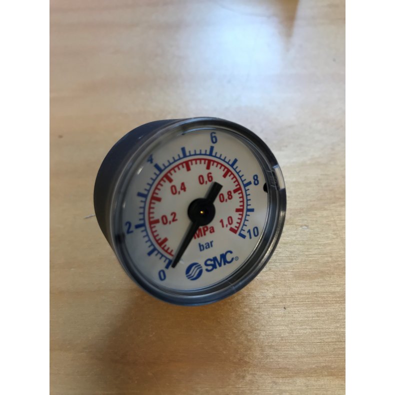 Manometer 0-10 bar, 1/8" bagud vendt